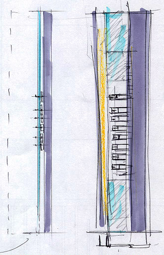 concept portacinture, legno e vetro